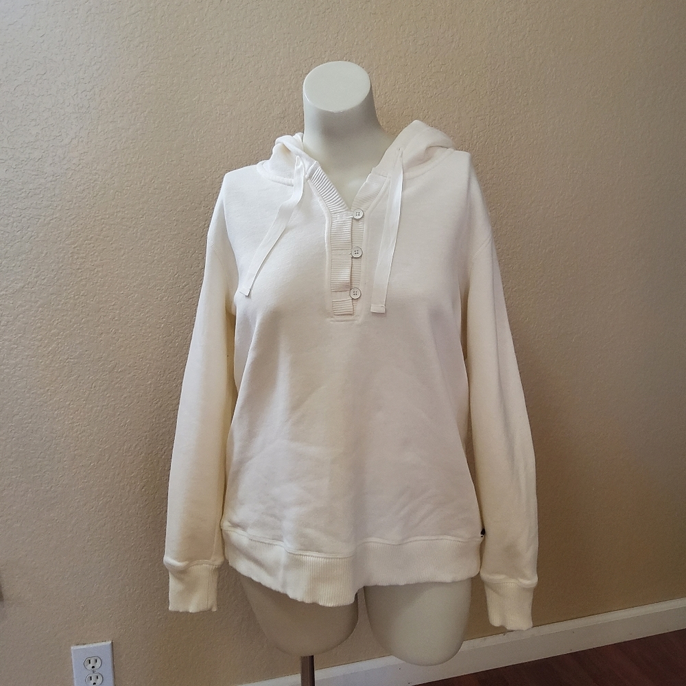 Eddie Bauer Hoodie Sweatshirt Size L Cream
